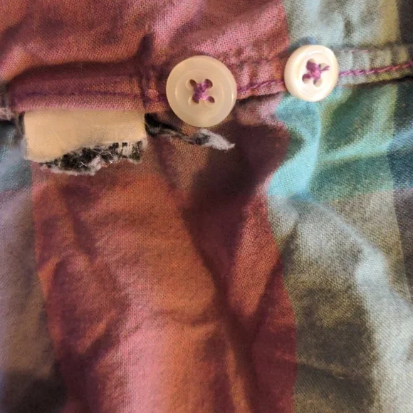 JCrew Size L Colorful Plaid Print Short Sleeve Shirt - Picture 7 of 8